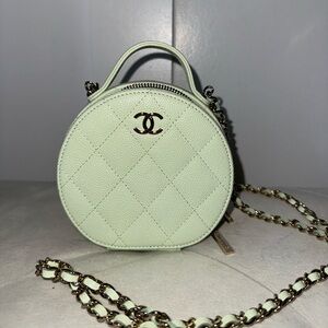Chanel Mint Green Quilted Round Bag